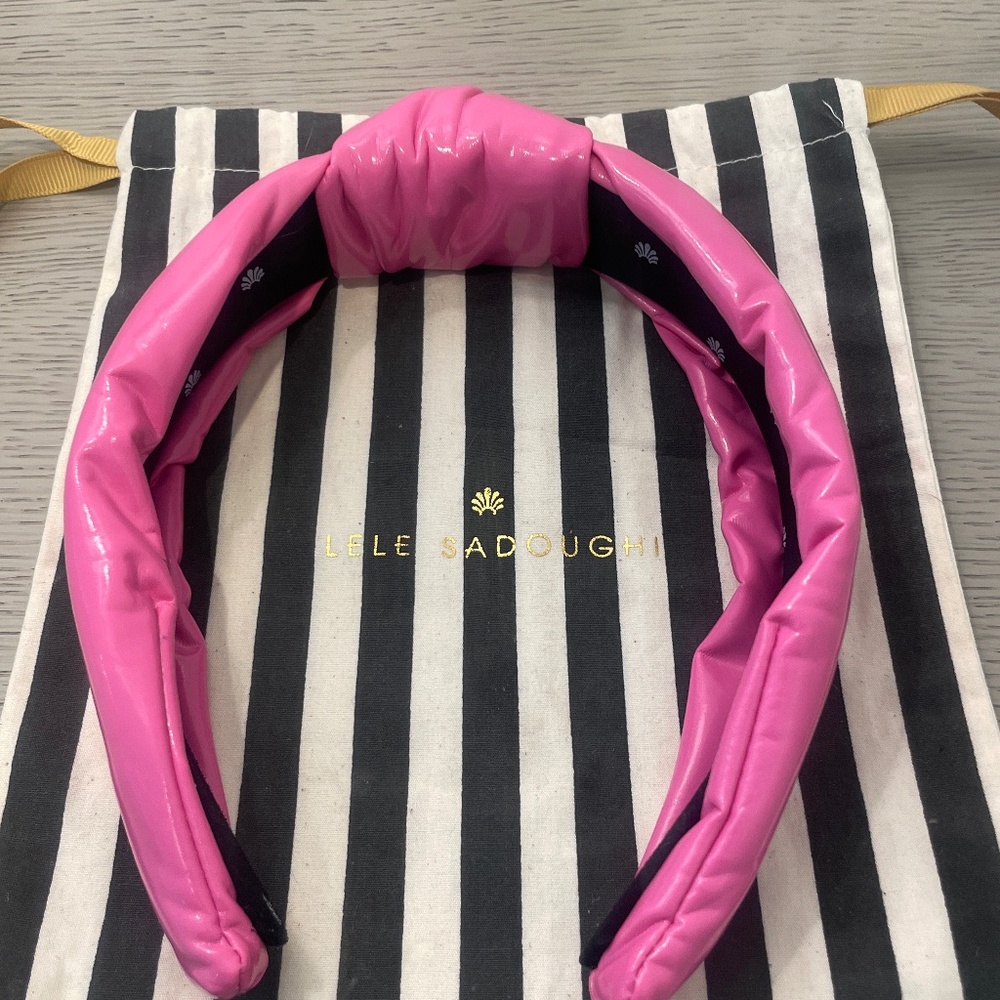 LELE SADOUGHI Faux Leather Knotted Headband In Pink Taffy
